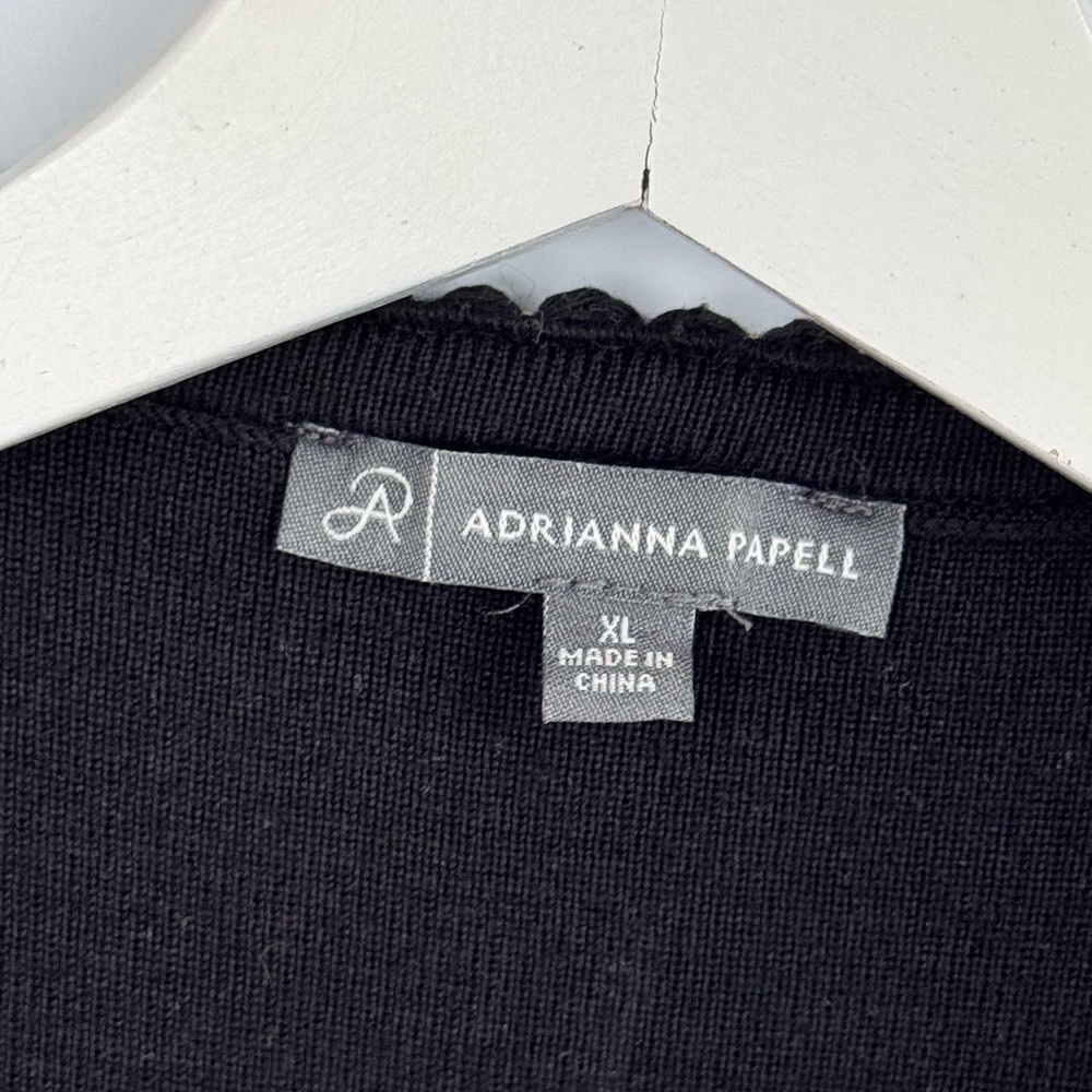 Adrianna Papell Gold Trimmed Black Sweater Vest Size XL - Picture 4 of 5
